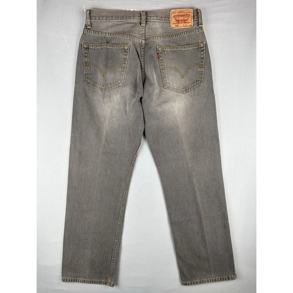 Levi's 505 Regular Fit Jeans Gray Wash Straight Leg Denim 33x30